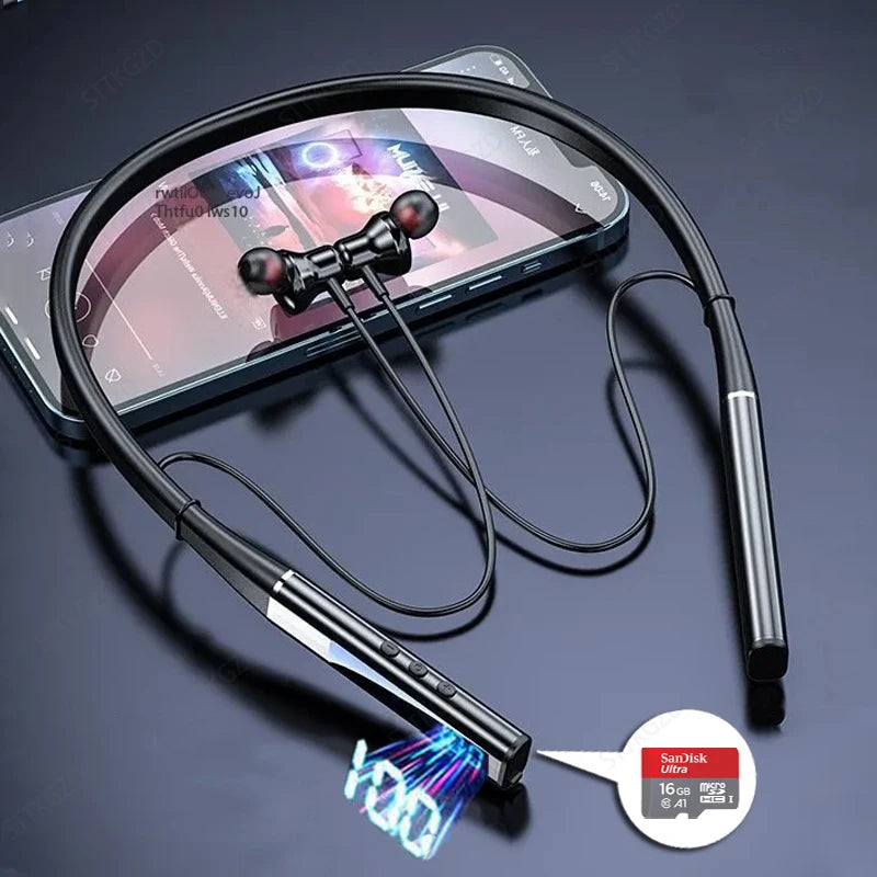 STTKGZD Wireless Headphones Neckband Bluetooth Earphone With Microphone Long Battery Headset High Quality Sport For TF Card