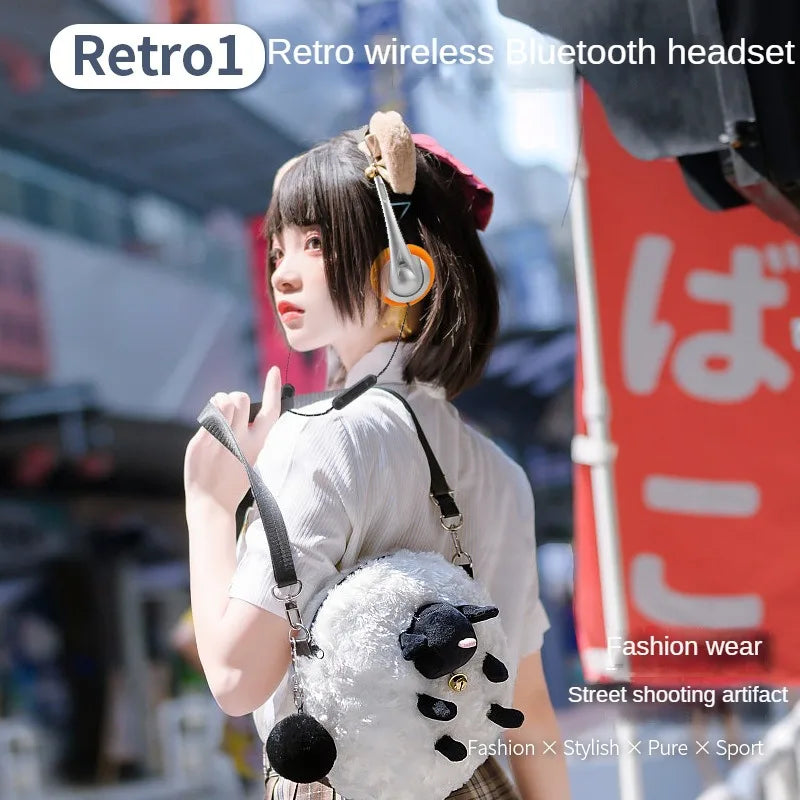 Fashion Headset Bluetooth Headwear Panasonic Women Headset Short-term HIFI Small Head-mounted Three-band Balanced Japanese Style